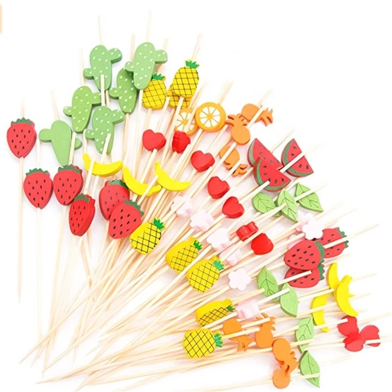 Bar Tools Bamboo Skewer Cocktail Picks Handmade Natural Bamboo Toothpicks for Drinks Appetizer Skewers Sticks Party Supplies