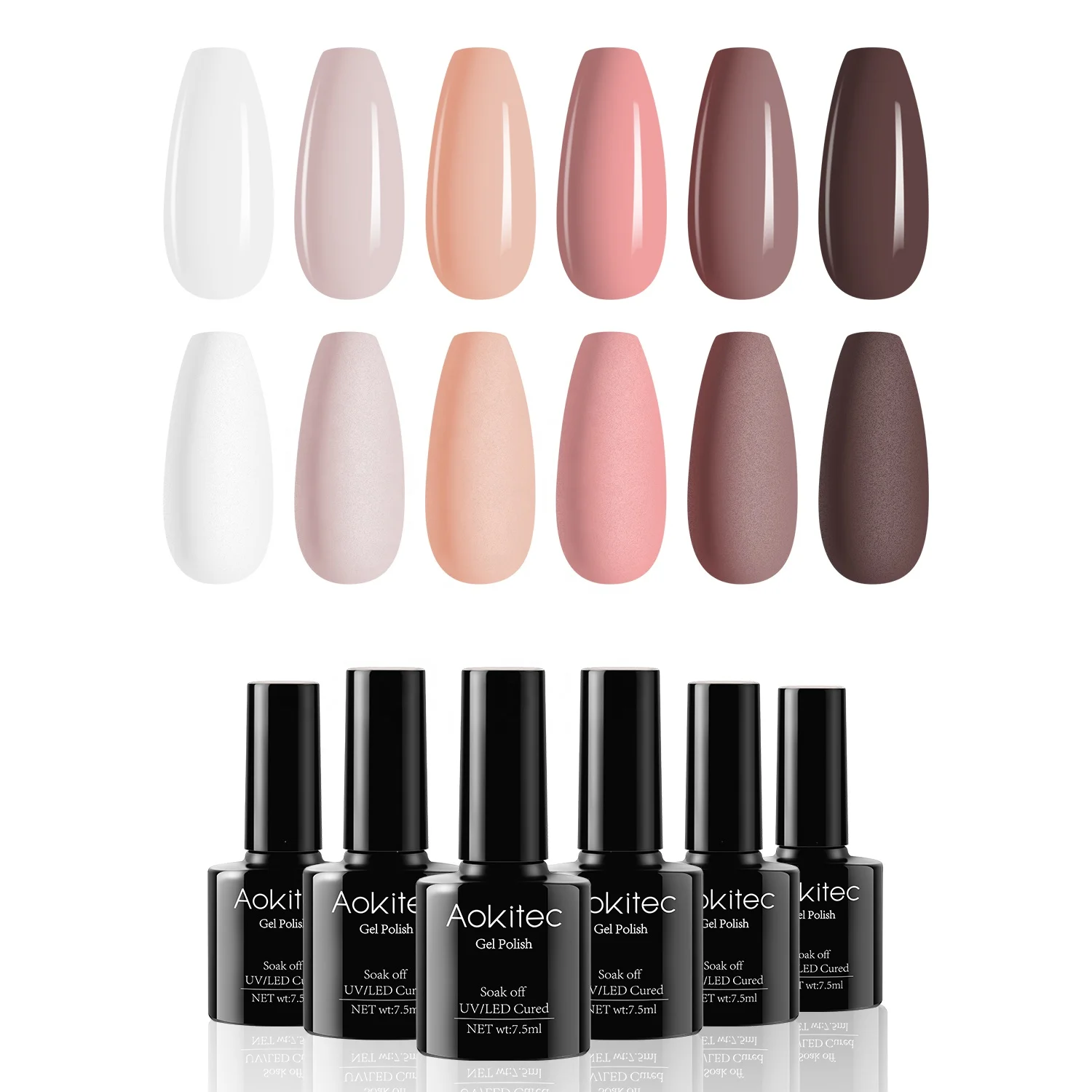 Aokitec private label 15ml kg manicure lamp dry soak off base and top coat set uv gel nail gel polish