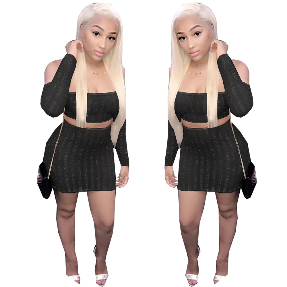 New design sexy sequin long sleeve 2021 women dress bandage club dresses