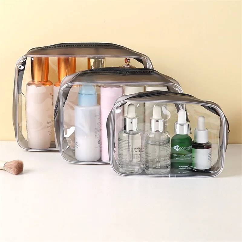 Wholesale Fashion Transparent Women Custom Cosmetic Bags Toiletry Pvc Clear Zipper Pouch Travel Makeup Bag
