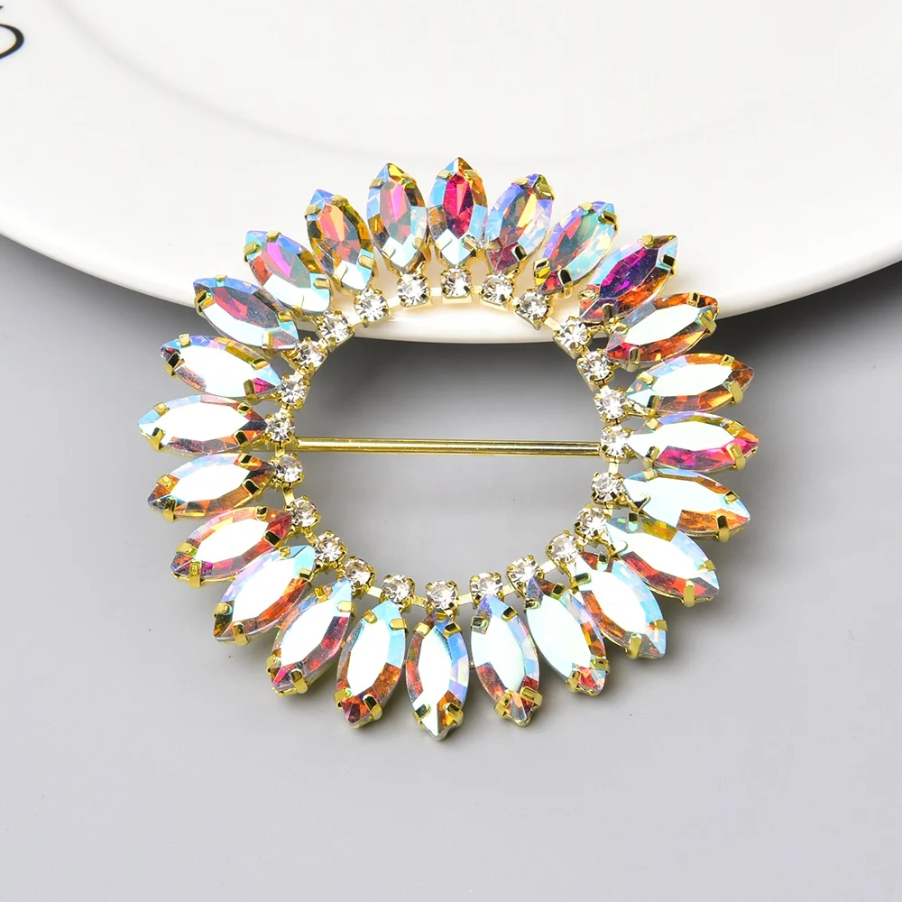Horse Eye Crystal Accessories DIY Colored Metal Clothing Shoes Hats Decoration Round Circle Rhinestone Belt Buckle
