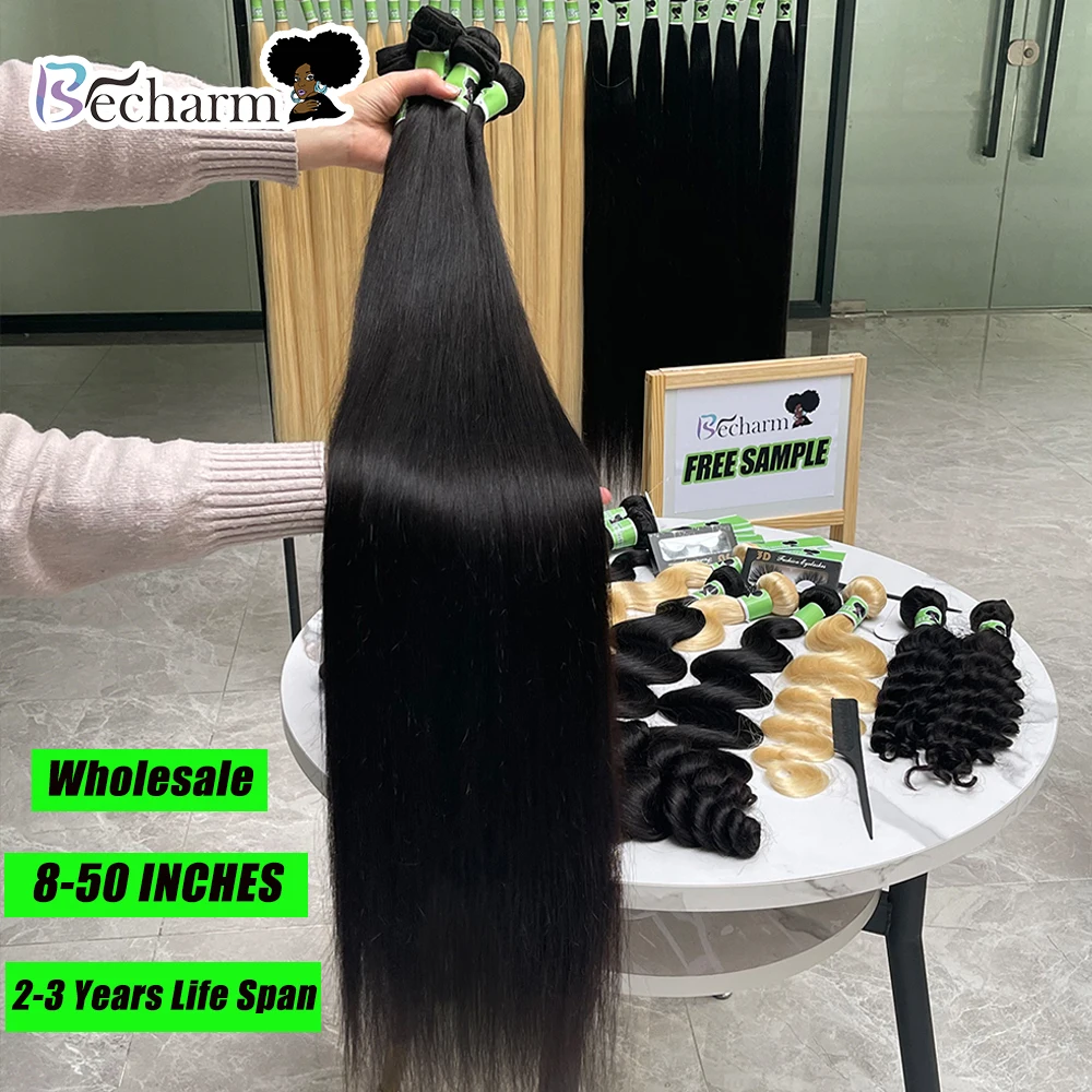 
Straight 28 30 32 40 Inch Remy Virgin Brazilian Hair Weave Human Hair Bundles Straight Natural Color Human Hair Weave Extension 