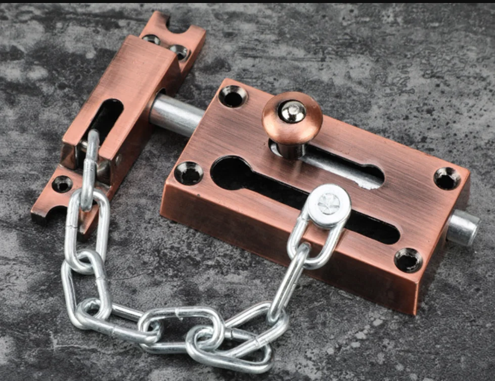 Slide Bolt Latch Gate Latches Safety Door Lock with Anti-Theft Chain