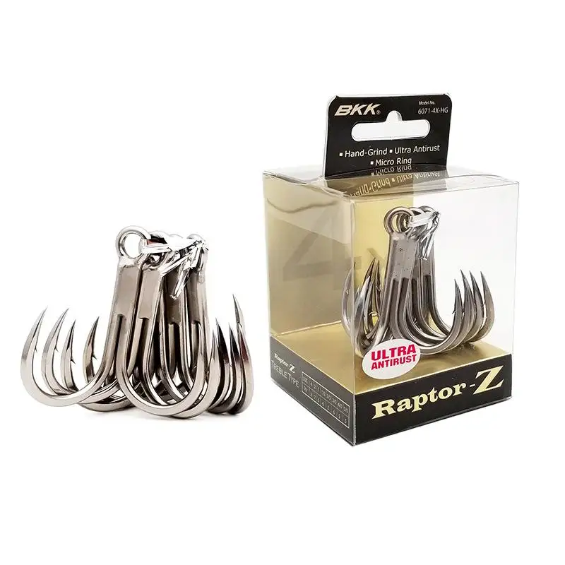 Bkk 6071 4x Hg Raptor Z Super Anti-rust Strong Bkk Treble Hook Round Curved Needle Point Forged Treble Fish Hook Adults Crank