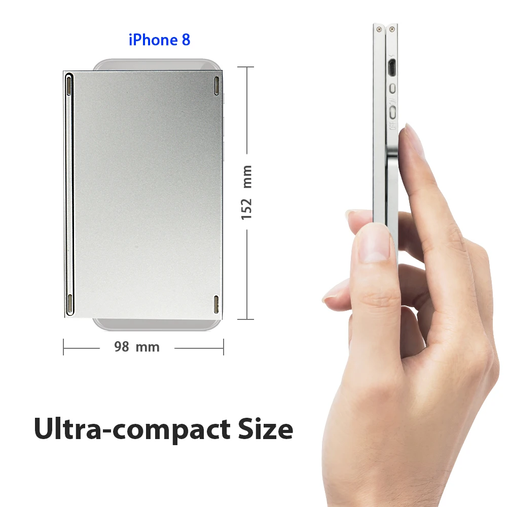 Black Layout  foldable bt  Wireless Folding bluetooth keyboard qwerty and touch pad wireless keyboard