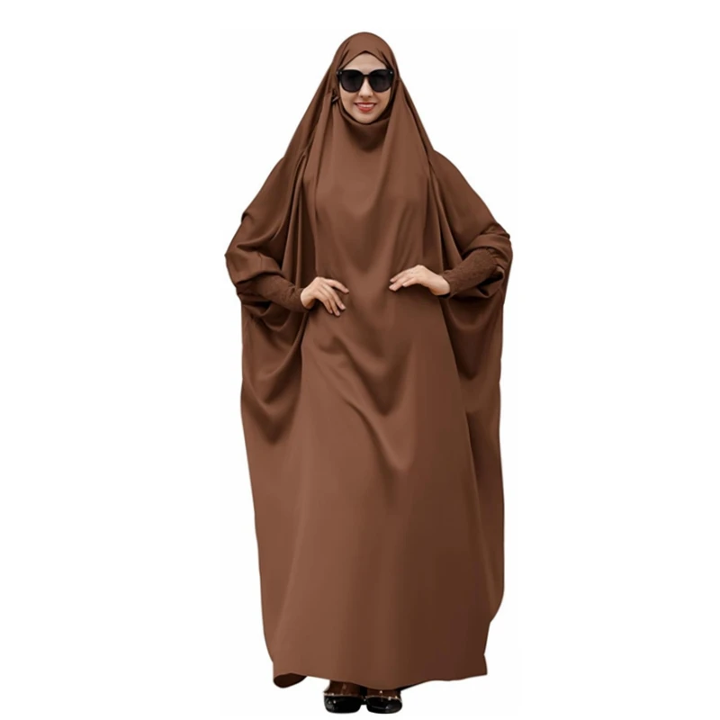 Mukena batwing abaya burkha плюс один размер легкая коричневая Бурка никаб