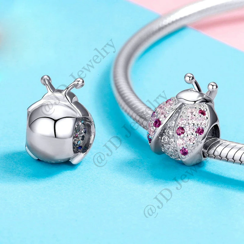 Fashion Beaded Jewelry Making S925 Sterling Silver Insect Seven Star Ladybug Charms DIY Snake Bone Bracelet String Jewelry