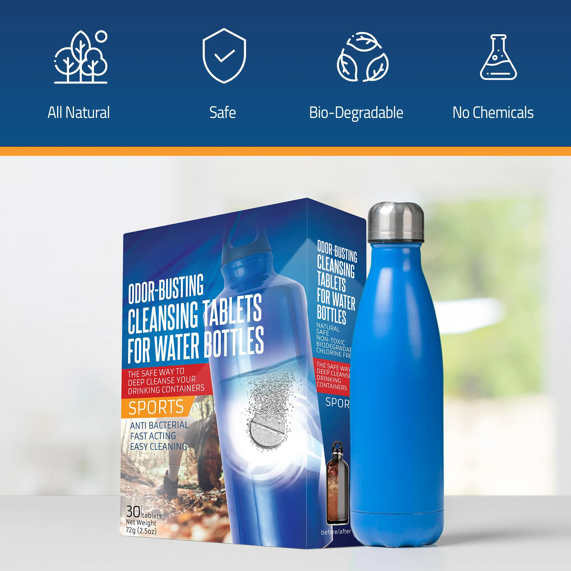 Water Bottle Cleaner Tablets  Remove Odor Water Scale Remover Anti Bacterial Fast Dissolve Water Bottle Cleaner Tablets