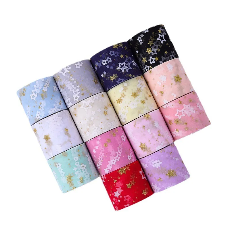 
Popular high quality DIY accessories big star pattern tutu mesh ribbon 