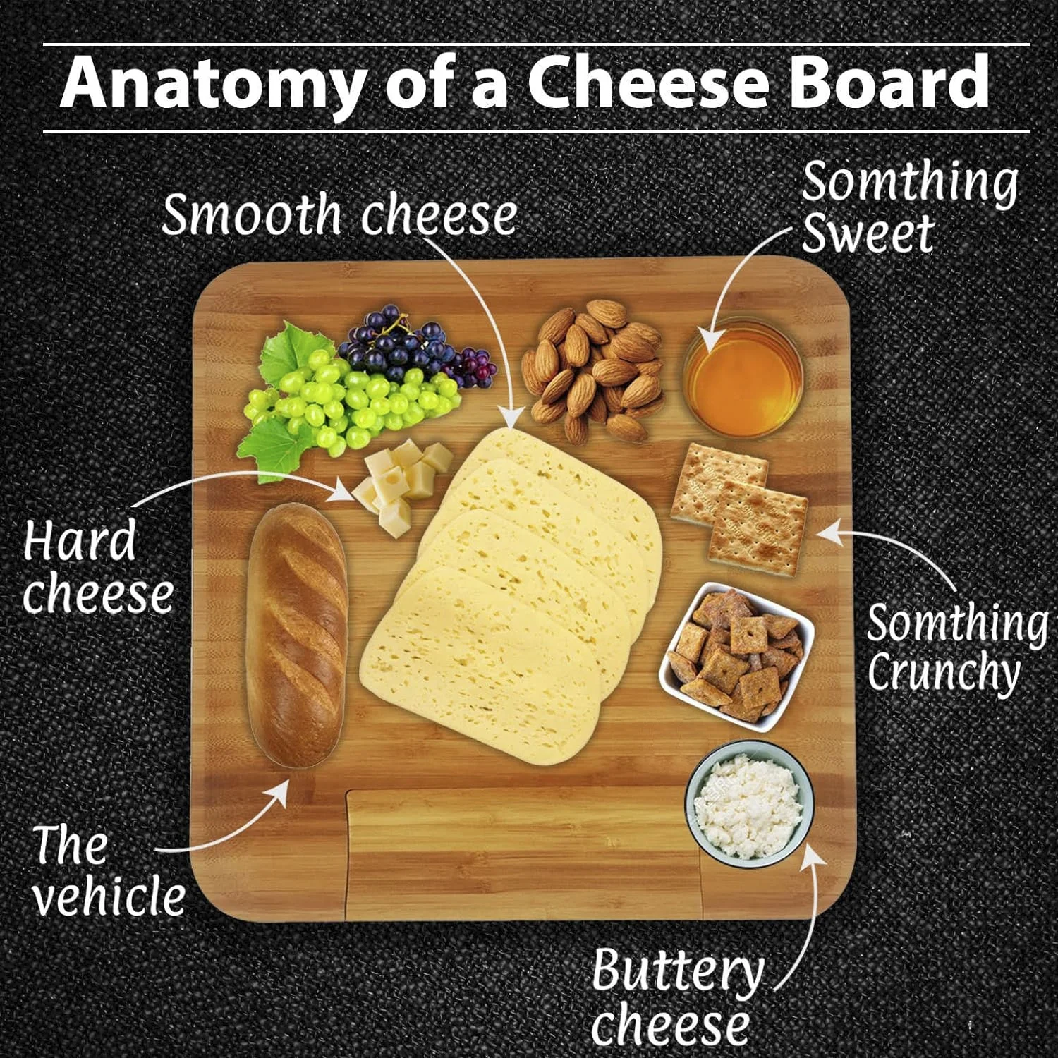 Multifunctional Bamboo Cheese Board And Knife Set Large  Charcuterie Board Plate Tray With Ceramic Bowls warming gifts