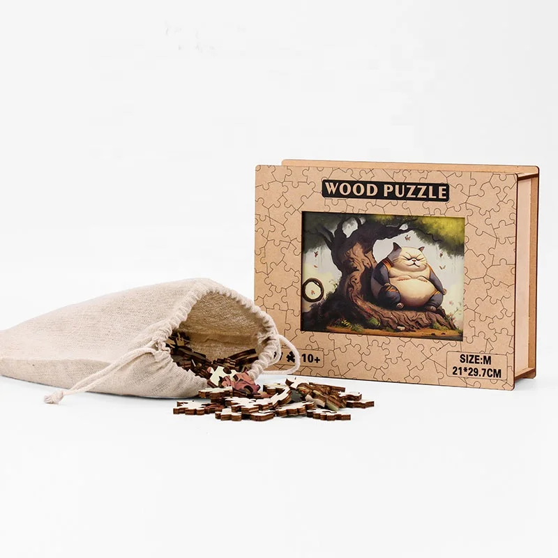 cat 3D Puzzle Unique Shape Wood Animal Puzzle Wooden Jigsaw Puzzles for Adults Kids Gift