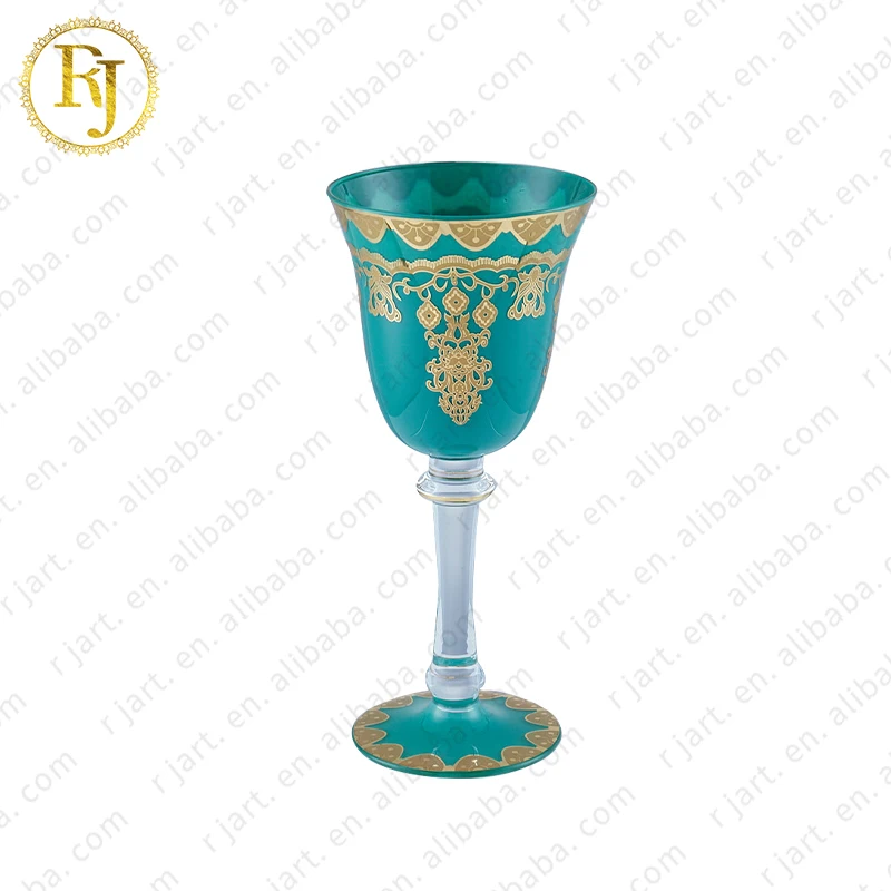 Uzbek Kazak Skidki Porcelain Wine Glasses Drnking Idishlar Glass Gold Pattern Chinni Posuda Crystal Wine Glass