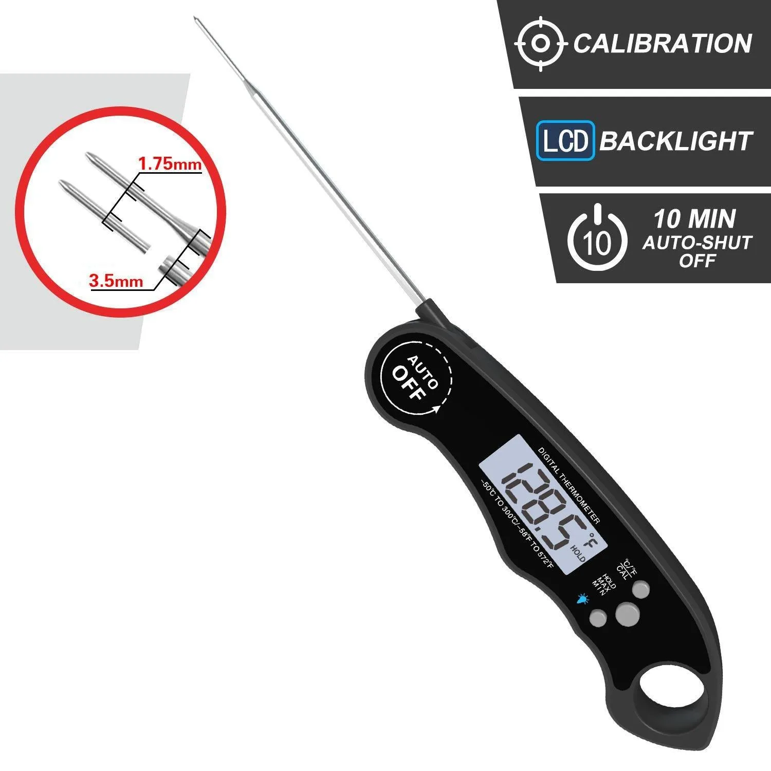 Smart Waterproof Digital Instant Read Meat Thermometer with Probe Kitchen Use Cooking Pizza Oven BBQ Household Food Preparation