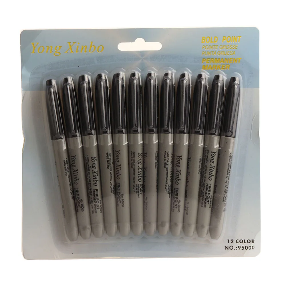 12pcs non-toxic marker pen paint permanent blister card package