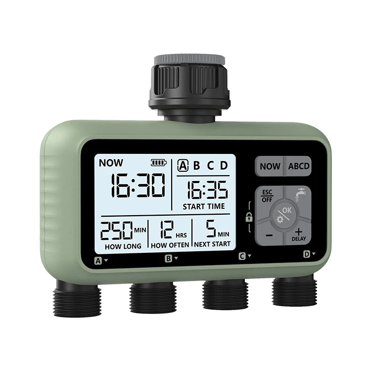 New Design Electronic Automatic 4 Outlet Irrigation Garden Water Timer Watering System Controller HCT-379
