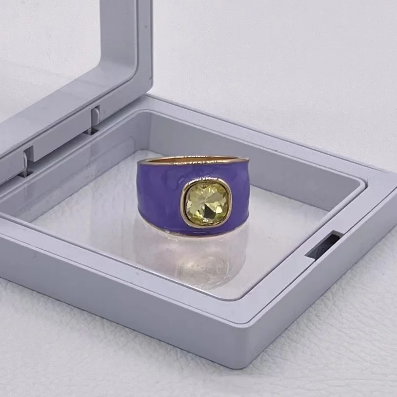 Wholesale Anti-Allergic AAA Cubic Zirconia Dripping Oil Gemstone Rhinestone Alloy Ring For Women