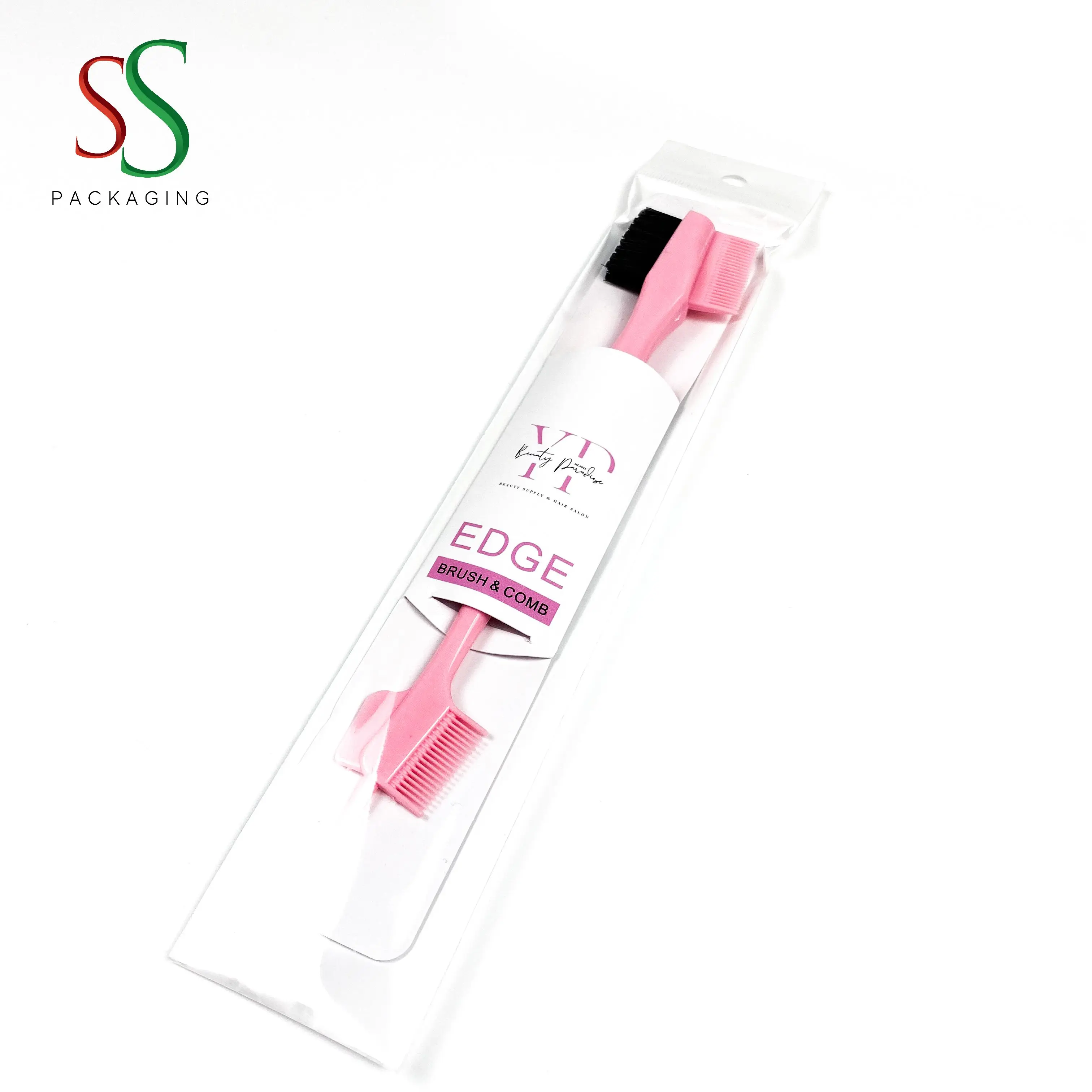 SS Hair Packaging Colorful Edge Control Brush Wholesale 3 in 1 Edge Brush