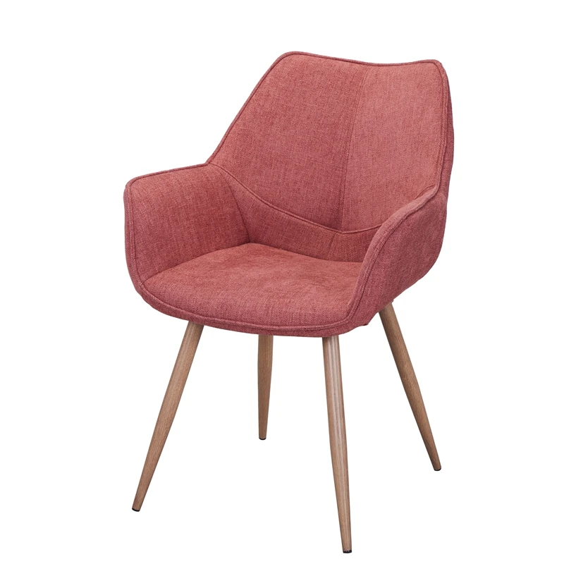 leisure fabric dinning room dining arm chair with wooden transfer legs