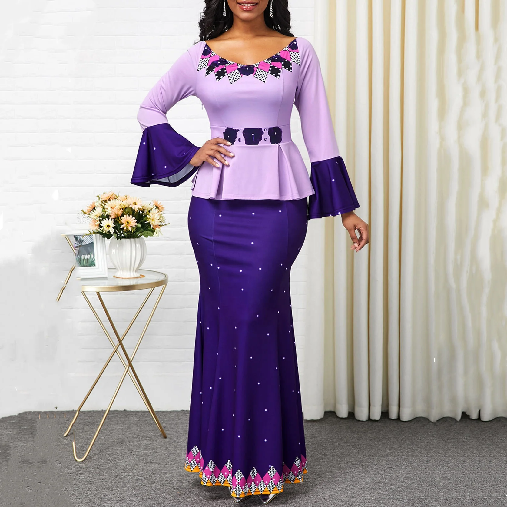 Woman Dresses Formal Elegant Party High Waist One Shoulder Long Sleeve Dresses Women Long African Dresses For Women Clothing