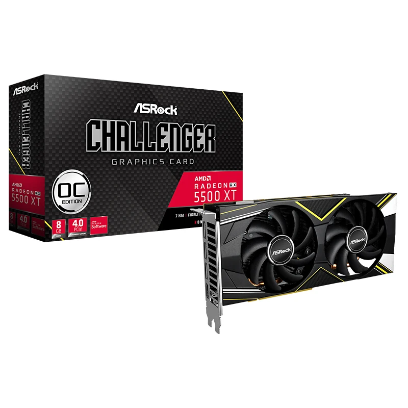 ASRock Radeon RX 5500XT Challenger D 8G OC 1737-1845 МГц/14 Гбит/с 8 Гб 128-бит GDDR6