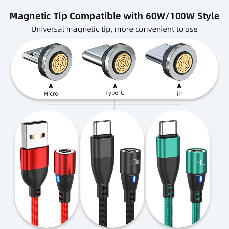 18W USB A to USB C Micro ipro magnetic Charging Cable 3in1 Fast Quick Charging Multi Nylon Braided Data Sync Cord Type A to C Ca