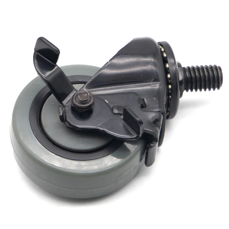 durable swivel rubber brake caster black castor wheel side mount caster 50mm pu castor dual wheel heavy duty caster factory