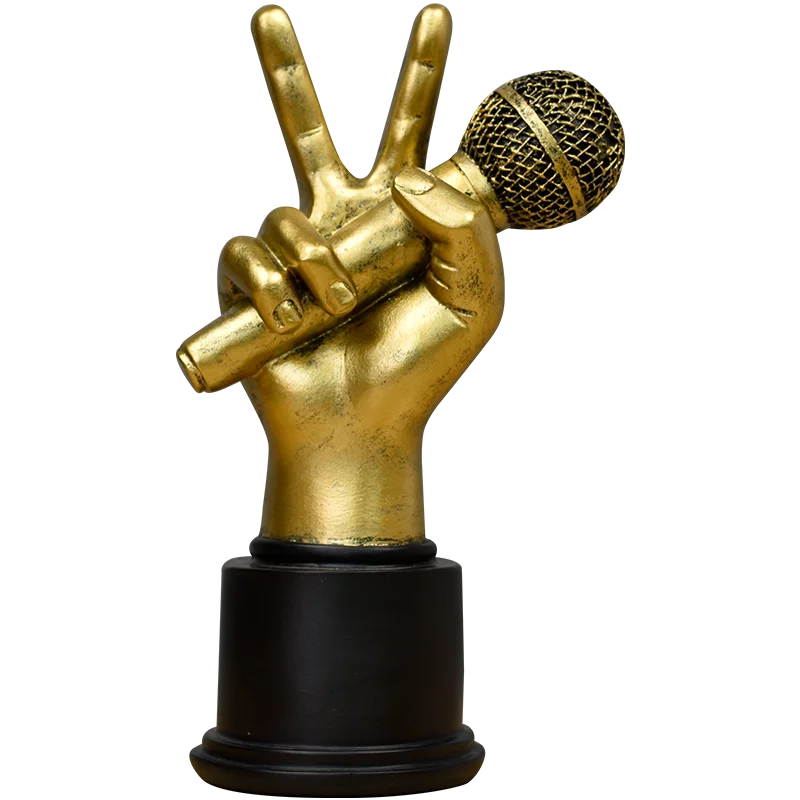 Retro Microphone Like Ok Gesture Model Modern Simple Sculpture Desktop Decoration Resin Crafts Home Decor Accessories