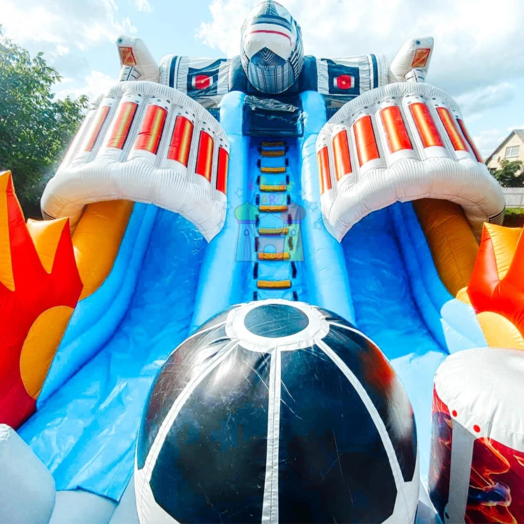 Outdoor mega kids jumping castle commercial piepusamais slidkalnins inflatable robot slide