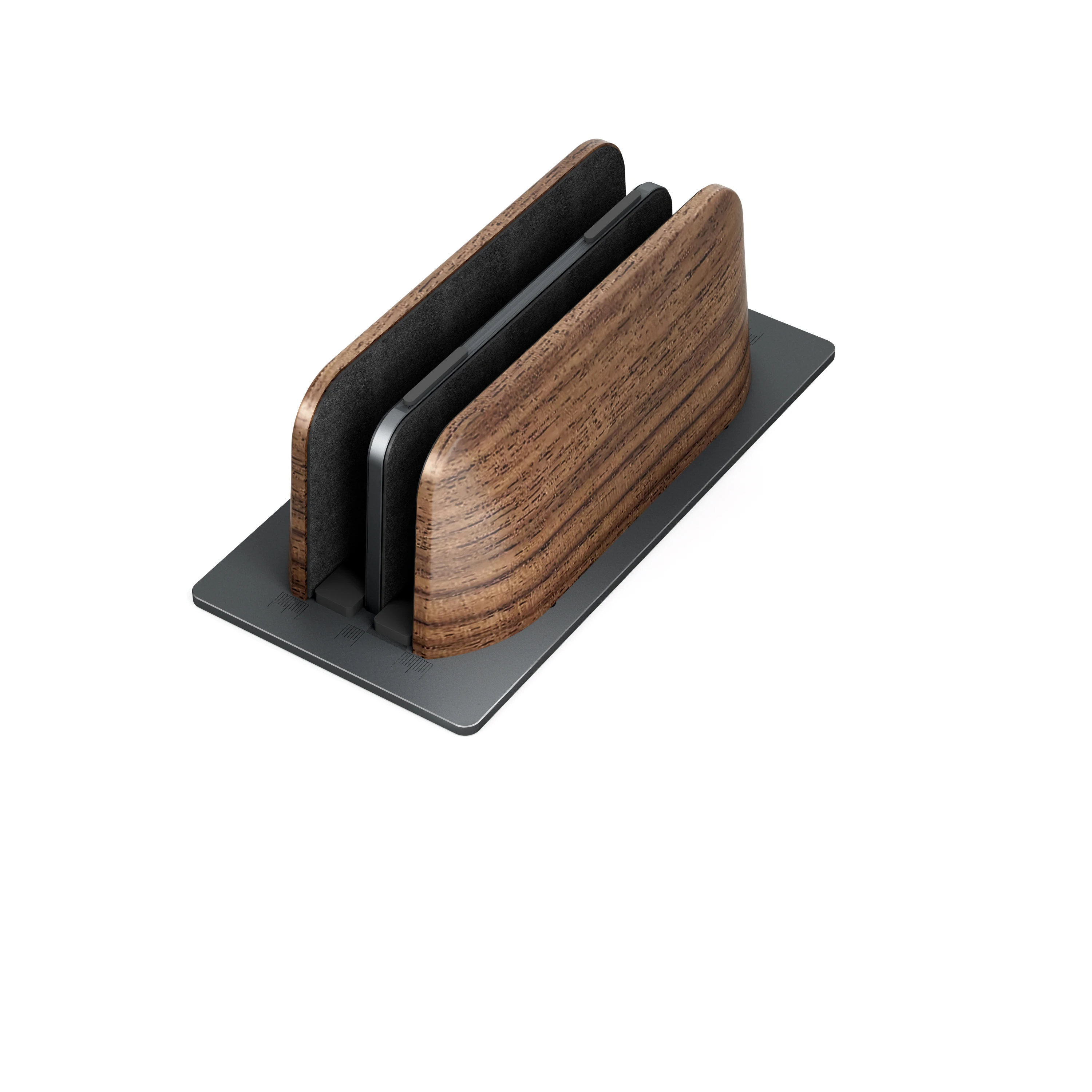 UPERGO computer accessories wooden laptop vertical stand holder double fixed bracket portable walnut phone ipad laptop stand