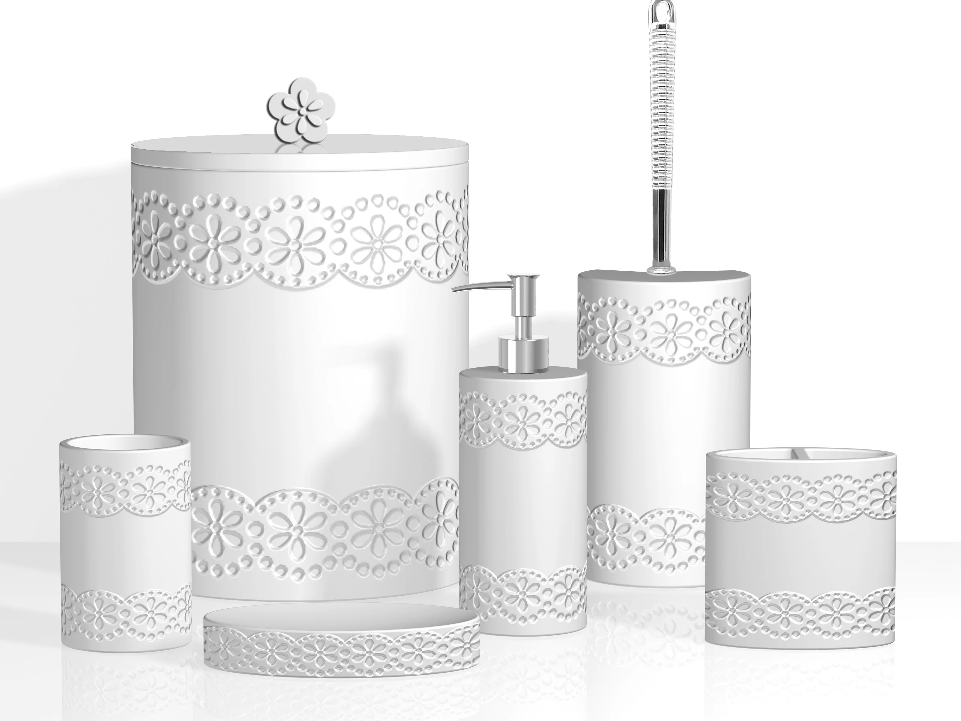 9 pcs Bathroom Sets new modern luxury white resin bathroom accessories set