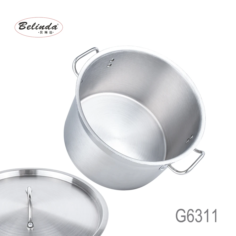 Induction Bottom Durable Restaurant Kitchen Stainless Steel Big Pots For Cooking