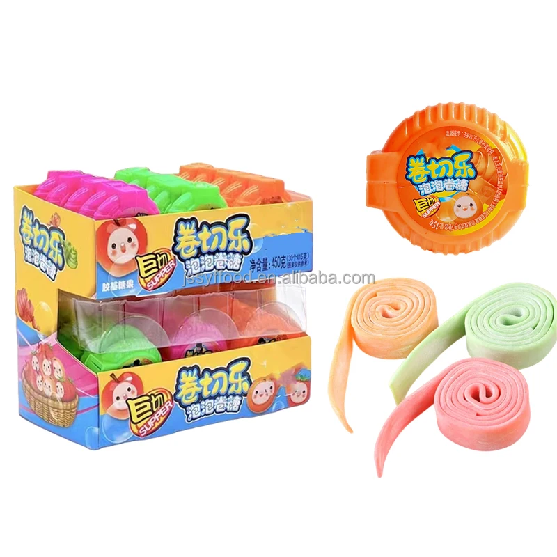 Factory direct custom private label halal Chewing Gum big size Bubble gum roll for kids