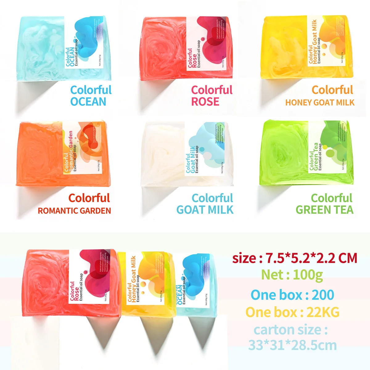 Handmade Solid Soap 100g Glycerine and Herbal Ingredients Whitening and Cleaning Features for Adults Use on Body