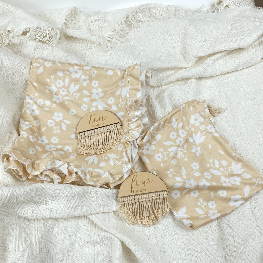 Multi use bamboo stretch swaddle super soft and super stretchy ruffle swaddle blanket