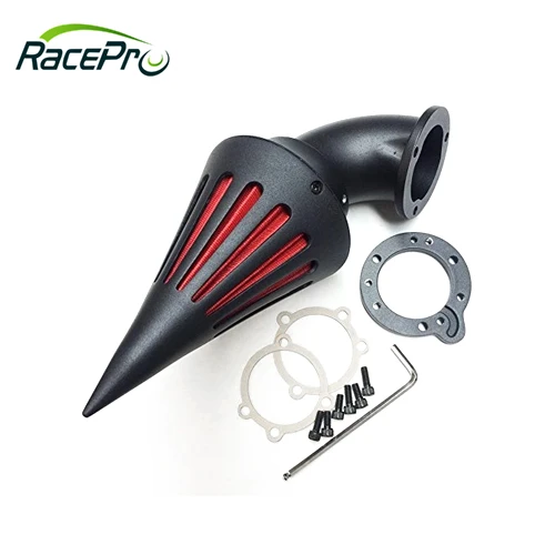 RACEPRO Motorcycle Spike Air Cleaner Intake Filter for Harley CV Carburetors Sportster Custom Black
