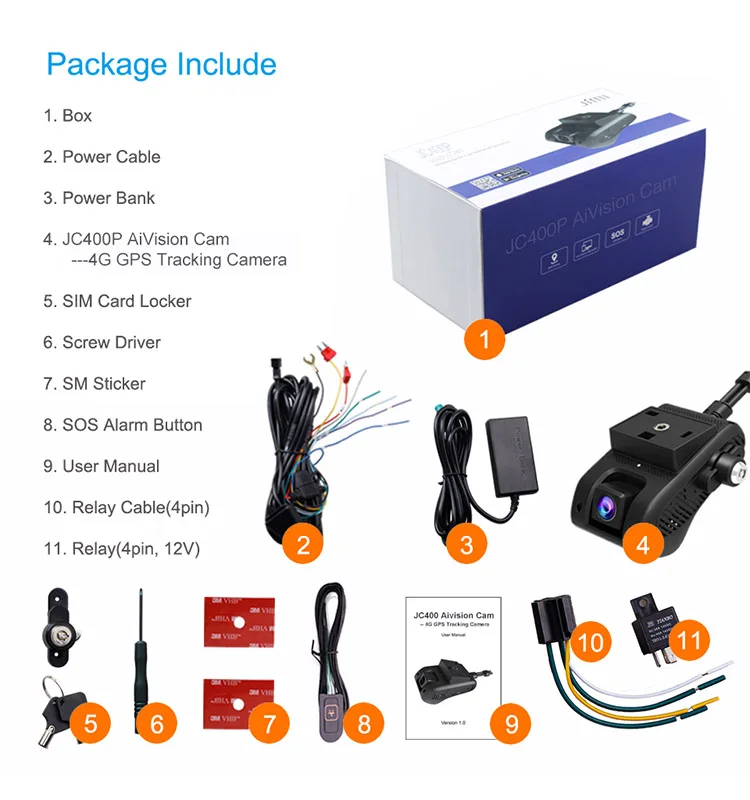 Concox Jimi JC400P AI AiVision edegcam 4G DVR wifi hotspot dual lens front and inward cam 2 channel car camera dashcam 11