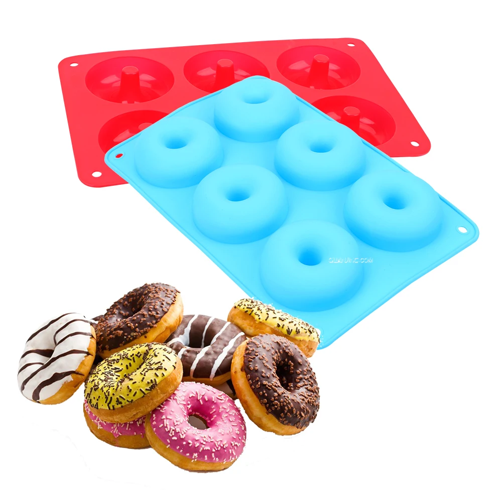 6-Cavity Donut Mould DIY Cake Silicone Mold Kitchen Tool Chocolate Biscuit Cake Mold Non-Stick Candy 3D Mold Silicone