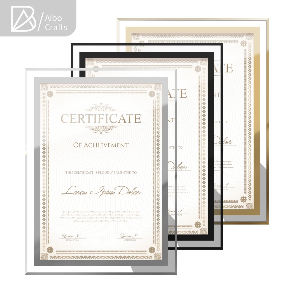 Aibo glass picture frame5x7 8x10 A3 A4 customized Crystal glass Certificate Photo Frame for tabletop Mirror Gift Home Decoration