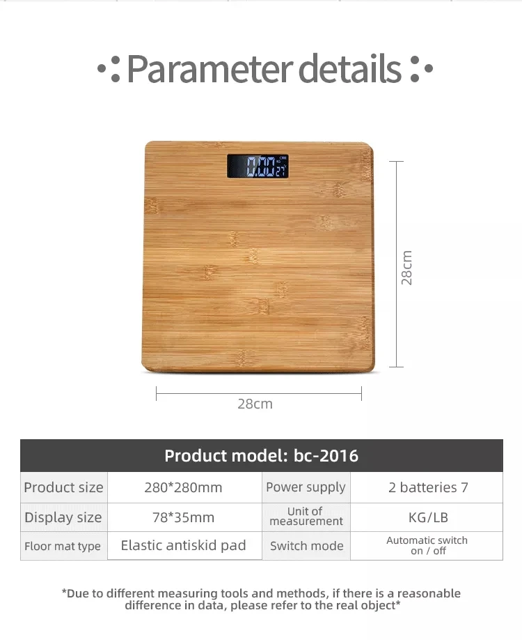 Domestic Bathroom Scale Weighing Scale Bamboo 2 AAA Power Battery Pattern Bathroom Health Tray New Arrival