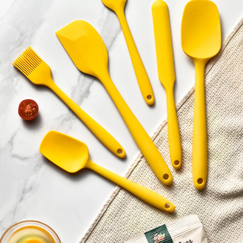 Factory Non-Stick Heat Resistant 6 Pcs Cream Spatula Oil Brush Silicone Kitchen Utensil Set For Cooking Baking