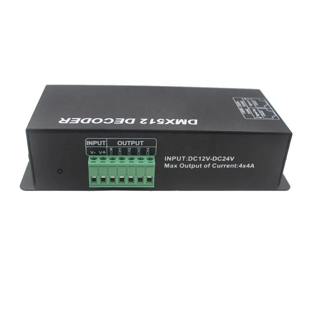 DC12-24V 16A 192W 4 Channel Digital Display RGBW DMX512 LED Decoder for led light project