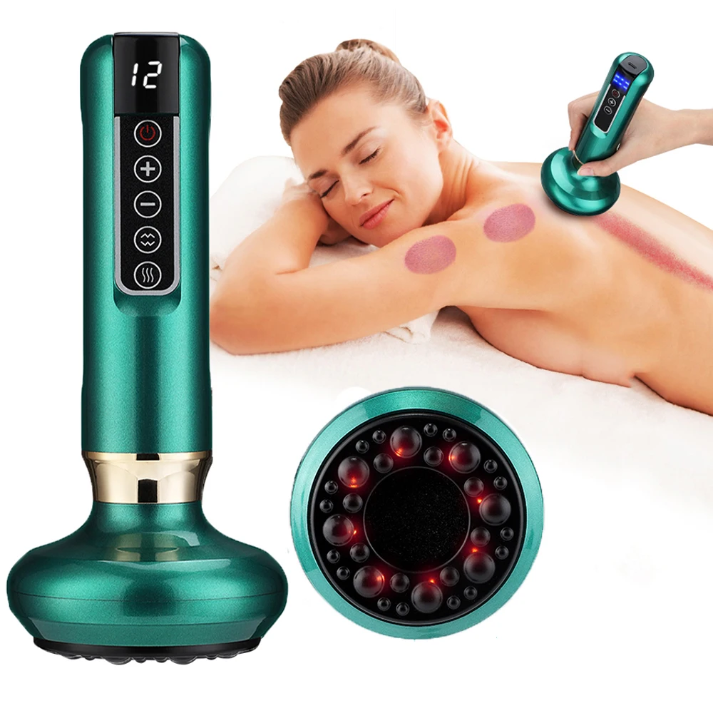 Electric Cupping Massager Vacuum Suction Cup GuaSha Anti Cellulite Beauty Health Scraping Infrared Heat Slimming Massage Therapy