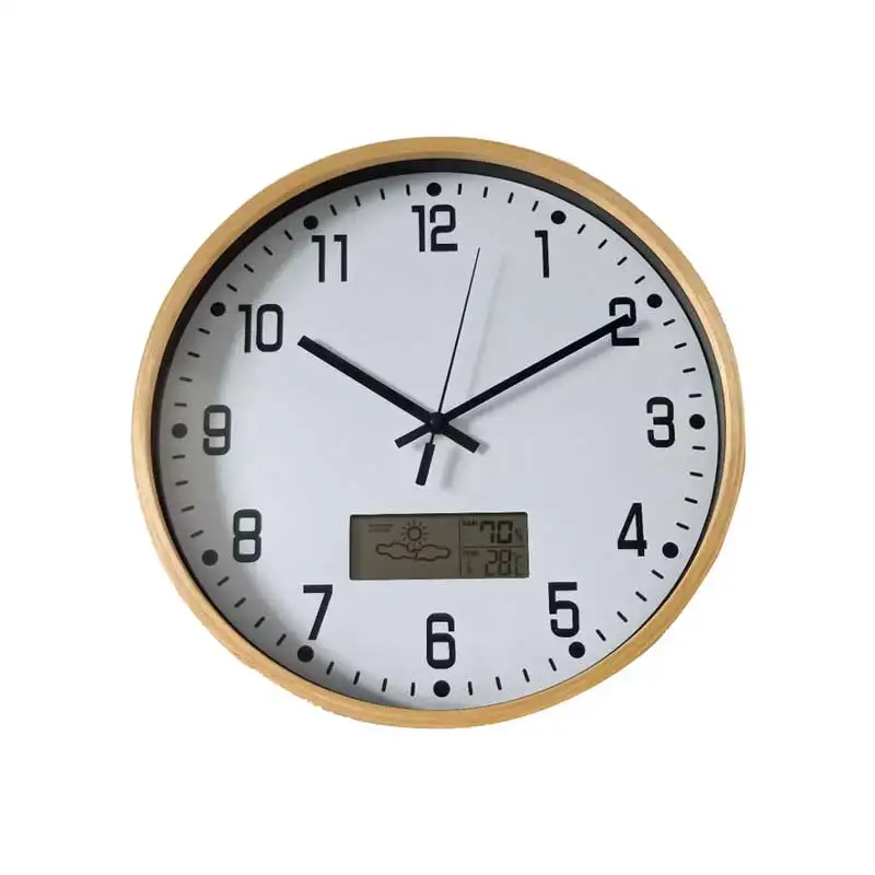 Free Simple Plastic Large 12 Inch Digital  Wall Clock Home Decor With Temperature And Humidity For Living Room