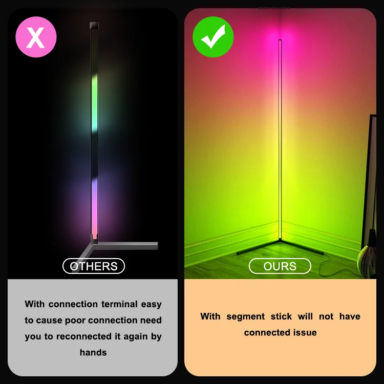 Indoor Home Decor Smart Corner Floor Standing Standard Lamp Lighting Modern Stand Floor Light LED RGB Floor Lamps