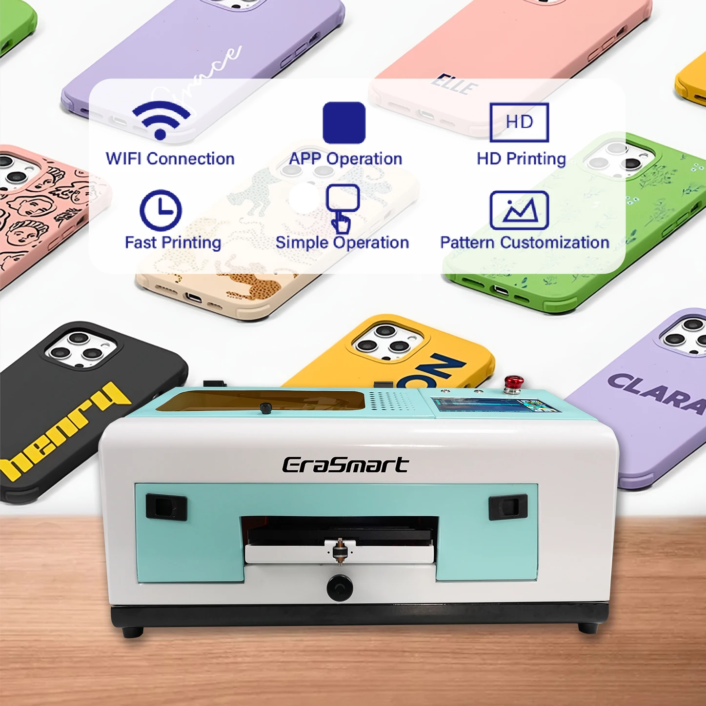 2024 Erasmart OEM ODM A3 dtf portable fabric textile printer wifi Phone Case Wireless Printer machines for small businesses