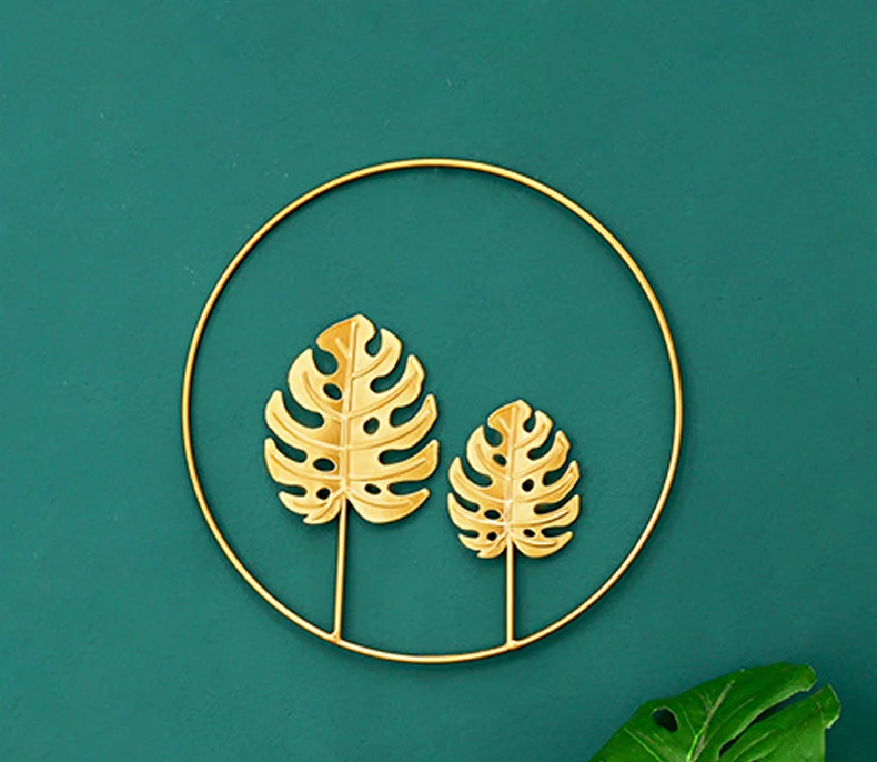 Modern Living Room Metal Wall Art Home Decor Hanging Gold Wall Decoration Plant Ornament