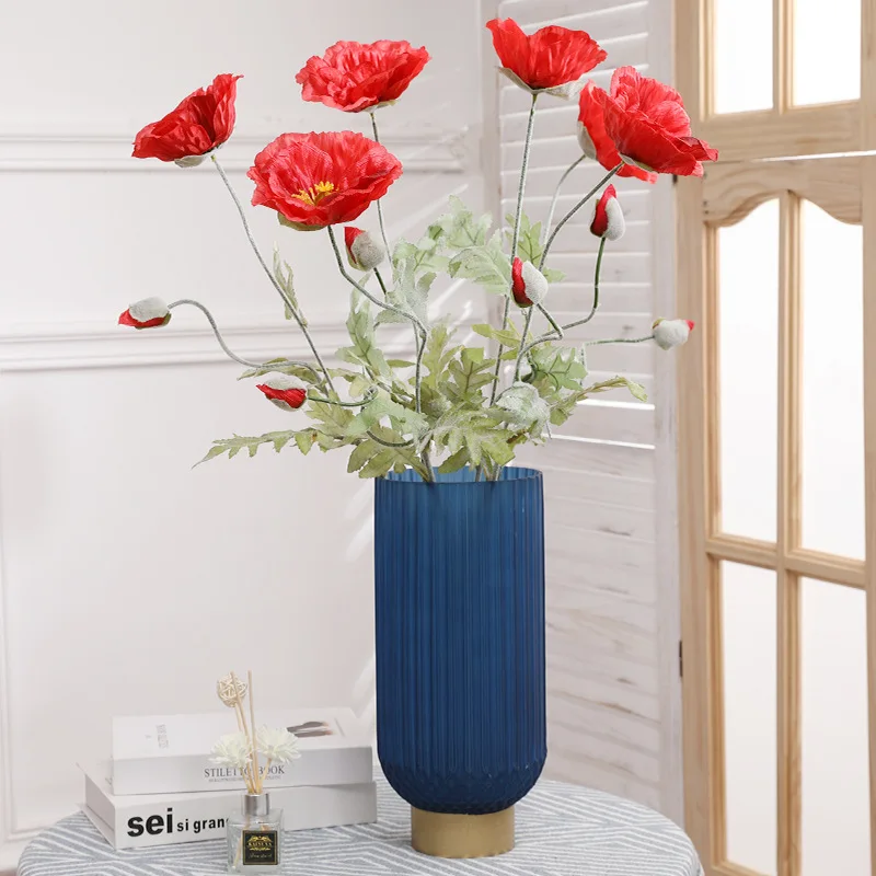 AL-9548 Wholesale simulated silk poppy flowers artificial decorative poppy by manufacturers for home decoration