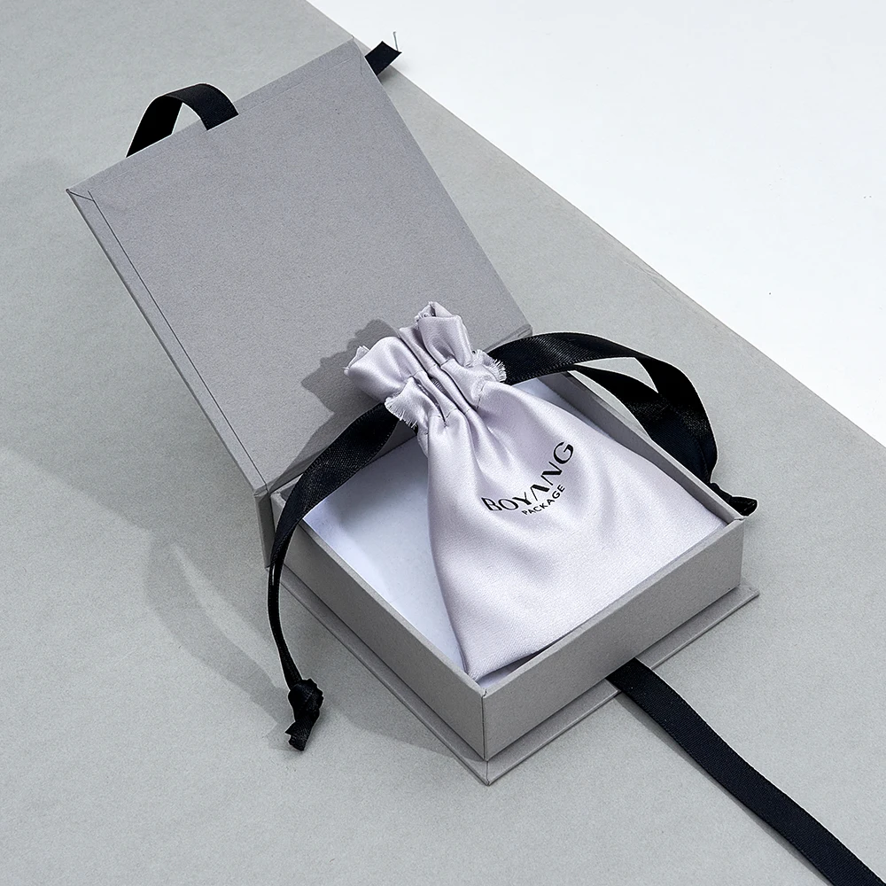 Boyang Custom ECO Paper Necklace Ring Jewellery Jewelry Gift Packaging Box with Ribbon