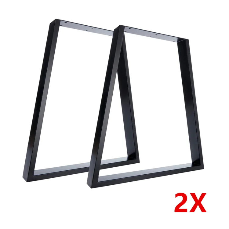2 x Black Wrought Industrial Modern Trapezoid shaped Desk Metal Cast Iron Bench Dining Coffee Table Legs