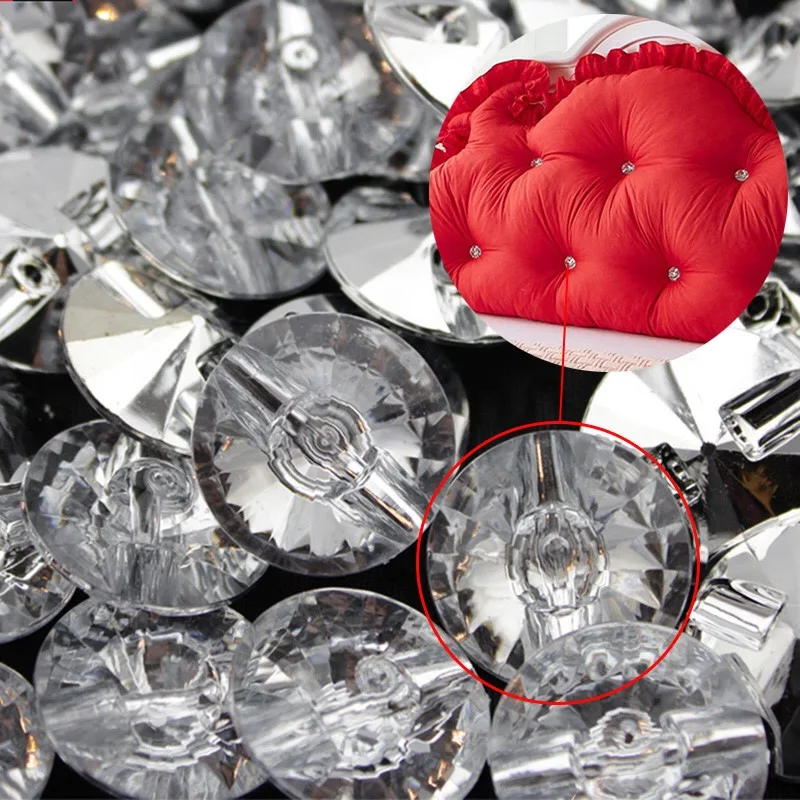 Single hole crystal button for sofa custom snap button supplier acrylic diamond sewing crystal upholstery buttons for clothes